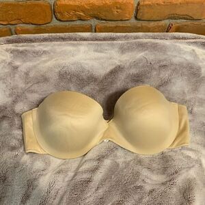 Maidenform Strapless Bra 9417 Beige‎ Size 36B Underwire Padded Strapless Nude